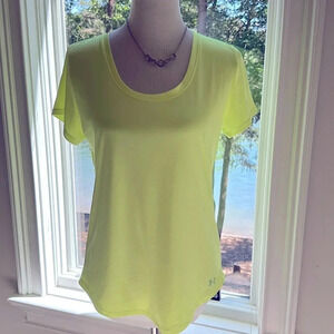 Under Armour Hear Gear SS Scoop Neck Tee, Neon Yellow, EUC